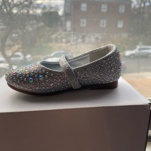 Silver ballet flats